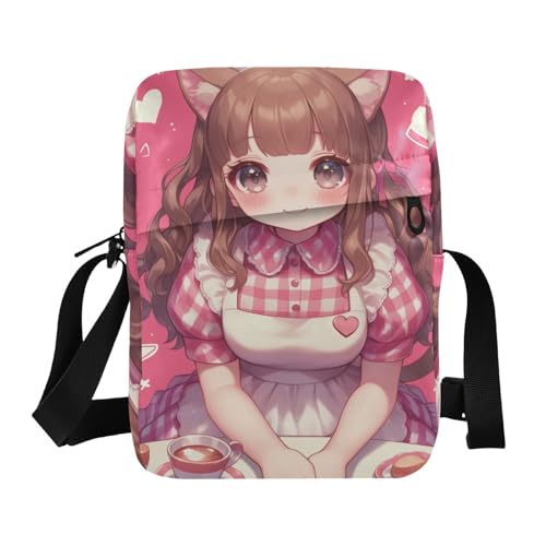 Cute Peach cute Anime Girl messenger bag for men Crossbody Small Bag For Women Women's Purses Adjustable Strap for School Travel