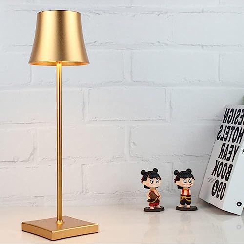 Image of Xergy Portable Metal Desk Lamp - 3 Color Touch Control, USB Rechargeable, 3-Level Brightness, Room Decor, Bedside Light, Night Light, Dining Room (Gold) - LED
