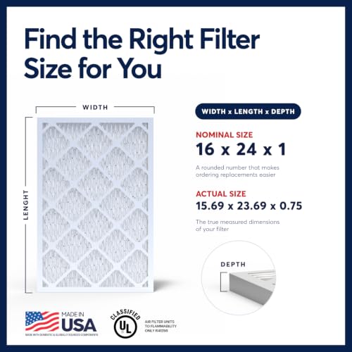 Image of BNX TruFilter 16x24x1 Air Filter MERV 13 AC Filter, HVAC Furnace Filter, 6 Pack (ACTUAL SIZE 15.69 inchx23.69 inchx0.75 inch) Allergies, Dust, Pet Dander & Smoke - MADE IN USA - MPR1500 / FPR 10