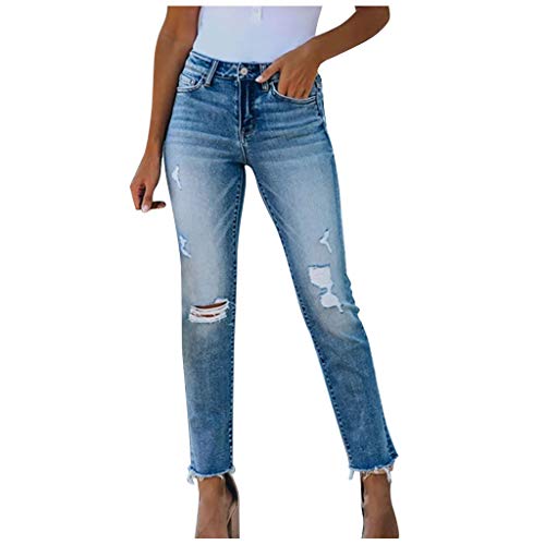 Jean pour femme pantalon fin décontracté bleu XL