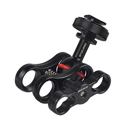 Minifocus 1'' Ball Clamp Mount With Cold Shoe Ball Mount Head Base Adapter Connector For Diving Light Arm Underwater Camera Waterproof Housings Case Video/Flash/Strobe Hot Shoes #TOP4