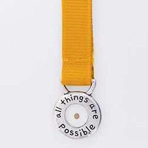 Bob Siemon Designs Mustard Seed Bookmark, yellow ribbon with pewter acents,