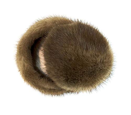Surell Real Mink Earmuff (Luna Brown) - Women’s Winter Ear Muff with Fur Halo Band - Real Fur Ear Warmer - Thick Plush Outdoor Headwear - Girls Warm Earmuff for Cold Weather - Winter Fashion Accessory