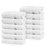 Chakir Turkish Linens | Hotel & Spa Quality 100% Cotton Premium Turkish Towels | Soft & Absorbent (12-Piece Washcloths, White)