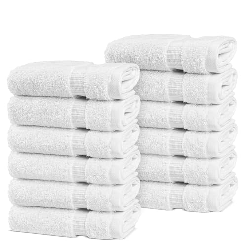 Chakir Turkish Linens | Hotel & Spa Quality 100% Cotton Premium Turkish Towels | Soft & Absorbent (12-Piece Washcloths, White)