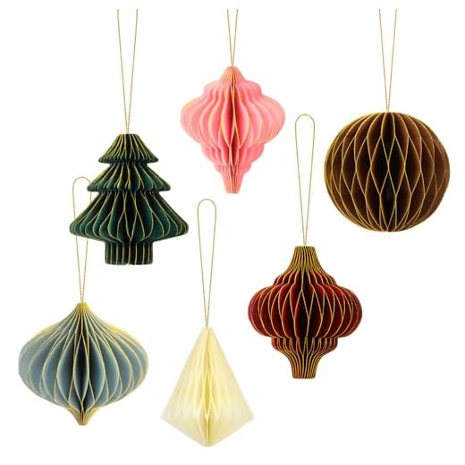 Qpout 6 PCS 3D Bolas de Navidad de Panal Decor de Fiesta con Borde Brillante Adornos de Panal de Papel para árbol de Navidad Decoración de Techo de Navidad Decoraciones Colgantes para Las Vacaciones