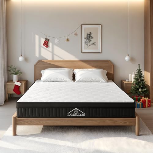 JIAMUXIQUE Matratze 180x200 cm 25cm Höhe, Härte H3 Mittelfest, 7-Zonen-Hybridmatratze, Orthopädische Taschenfederkernmatratze mit Komfortschaum, Atmungsaktiv, Druckentlastung