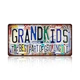 JBYMsign Vintage Wall Decor Grandkids The Best Part Of Growing Old License Plate Metal Sign Tin Signs Poster