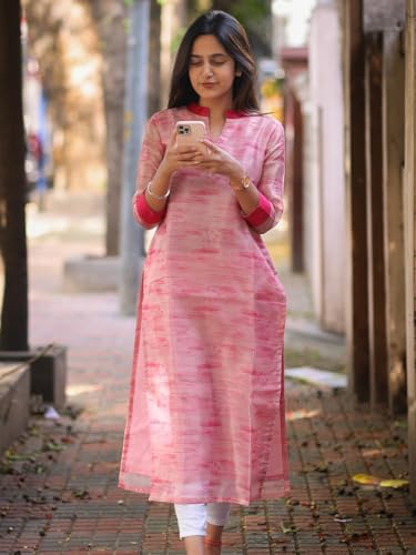 Image of Sun Fashion And Lifestyle Women's Chanderi Calf Length Straight Stitched Printed Kurti for Women