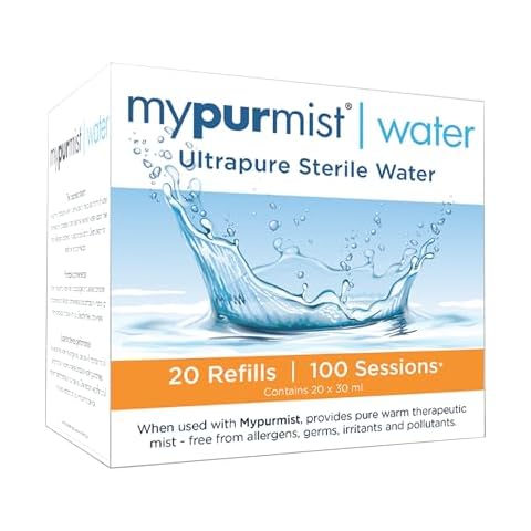 Mypurmist Ultrapure Sterile Water for Personal Steam Inhalers - Cleanest Water Vapor, Free from allergens, irritants and pollutants - Double Distilled + Ultra-Filtered - 20 Refills|Up to 100 Sessions Cover