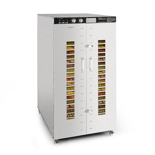 KLARSTEIN Master Jerky - Déshydrateur alimentaire, Température réglable en continu de 40-​90 °C, Minuterie 15h, DigiSet Control, Boîtier en inox, 5850W, 15 à 85kg de fruits - Argent