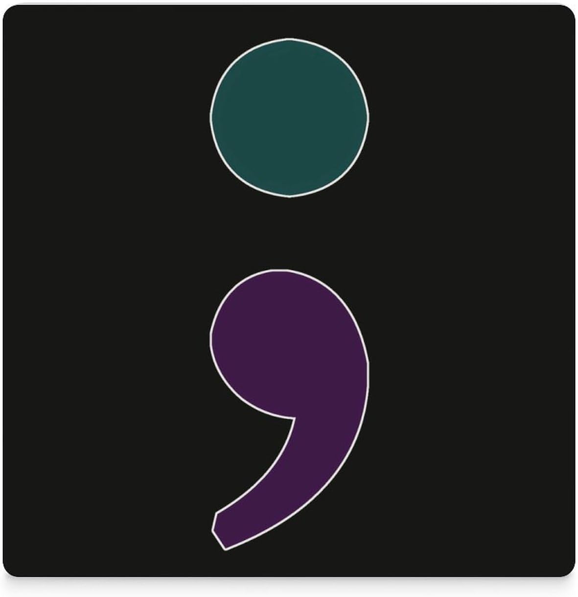 Semicolon Suicide Prevention Coaster for Drinks Square Ceramic Table Coasters Stone Mat Crafts 4PCS Home Kitchen Decor