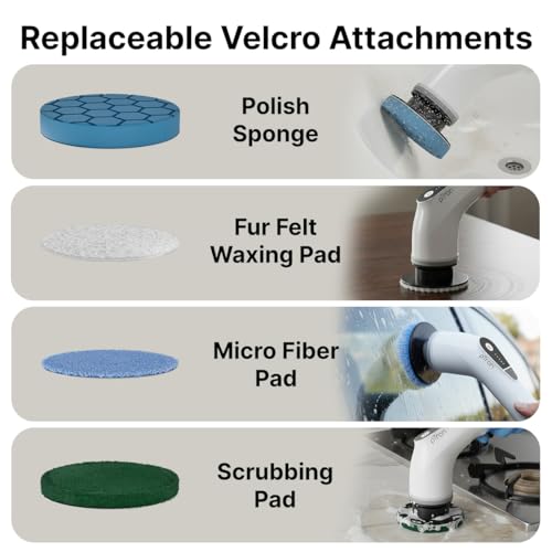Image of pTron EaseMate Scrubber X1, Electric Spin Scrubber w / 5 Adjustable Speeds, Cleaning Brush Scrubber for Home, 400RPM /min, 120 min Run Time, 8 Replaceable Brush Heads for Bathroom, Floor Tiles (White)
