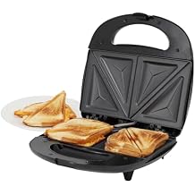 MegaChef Electric Compact Aluminum Nonstick Panin Press Grill Sandwich Maker, Countertop Appliance, Sandwich Grill, Upright Storage, Overheat Safety Protect Triangle Plate
