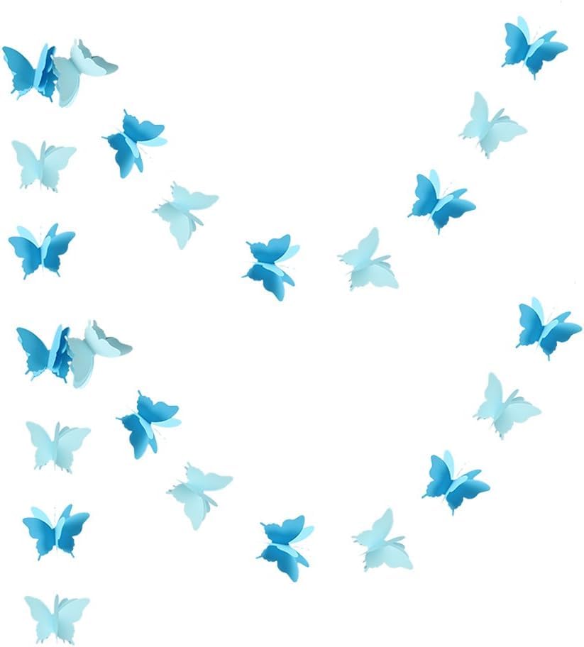 2 Pieces 26 ft Butterfly Dots Garlands Glitter Paper Garland Hanging Streamer Backdrop Decor Butterflies Streamer for Birthday Party Decorations Wedding Birthday Supplies Blue