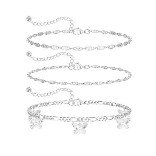 Image of DEARMAY Gold Ankle Bracelets for Women Waterproof, Non Tarnish 14K Gold Plated Beaded Link Chain Anklets, Layered Summer Beach Jewelry Gifts, Dainty Bikini Outfits for Vacation