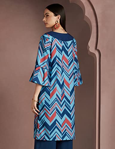 Image of RIVER by Narendra Kumar Premium Designer Women's Geos Print Kurta Kurti