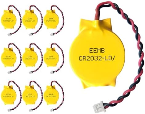 EEMB 10 Pack CMOS Batteries CR2032 3V Lithium Battery with 2 Pin 2 Wire Cable and MOLEX Connector Computer Replacement Battery for Alienware M11 Dell E6520 Thinkpad T40
