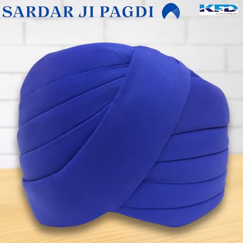Image of Kaku Fancy Dresses Sardar Ji Turban for Kids Traditional Sikh Headwear for Fancy Dress, Cultural Events & Role Play Costume - Blue