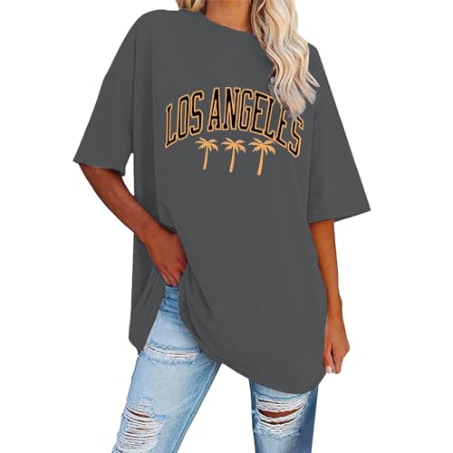 Camisetas femininas de verão grandes estampadas vintage gola redonda manga curta 2024 túnicas casuai