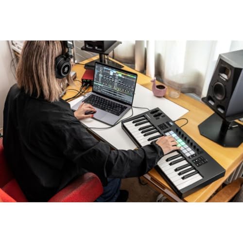 Image of Novation Launchkey 37 MK4 - Compact 37 Key, USB, MIDI Keyboard Controller with DAW Integration. Chord Mode, Scale Mode, 8 Drum Pads, and Arpeggiator - Includes Software Bundle for Music Production | Verified Key Features :, 37 Full-Size Synth-Action Keys, 16 Velocity-Sensitive Drum Pads, Fixed Chord and Chord Map Modes