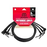 Guitar Cable for Pedalboard Effects with Right Angle Plug Ideal Electric Guitar and Bass Livewire Guitar Patch Cable 3-Pack (3 Feet)