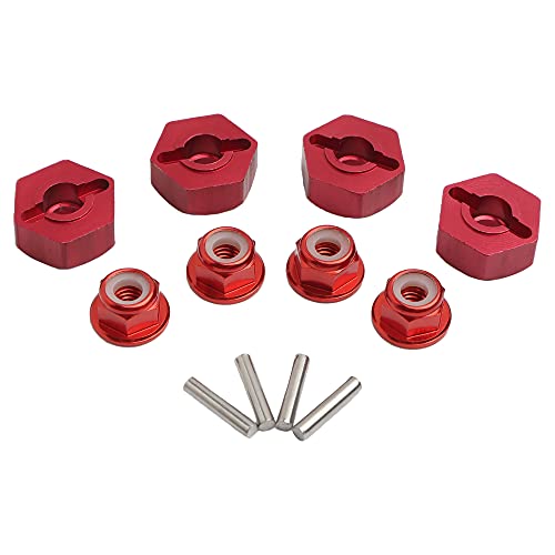 Gdool 12Mm Wheel Hex Hubs Drive Adapter 5Mm Thick & Flange M4 Lock Nuts Aluminum For Redcat Axial Hsp Wltoys Himoto Rc Truck Model Car Upgrade Parts (Red) #TOP1