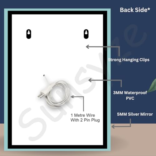 Image of Sunsyze Modern 18x24 Led Mirror for Bathroom & Bedroom, Mirror with Light, Touch Sensor Controlled with 3 Colour Lights and Brightness Adjustable