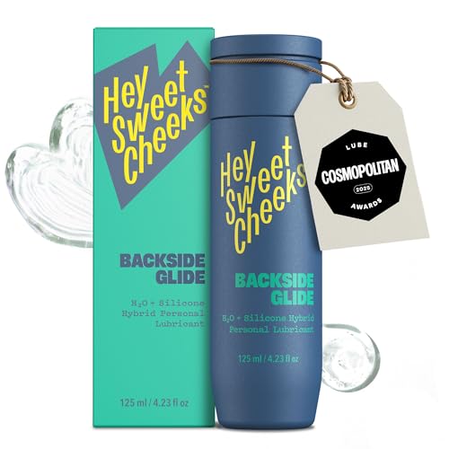 Hey Sweet Cheeks Backside Glide Hybrid Personal Lubricant Water-Based with Silicone Long-Lasting Non-Staining Condom & Toy Safe Drip-Free Unscented | Cosmopolitan 2025 Best Lube Winner