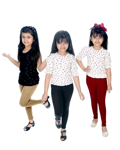 Image of NIK & KNIT Premium Stretchable Plain Leggings for Girls /Kids | Combo Bottom Wear (Top /T-Shirt NOT Included)