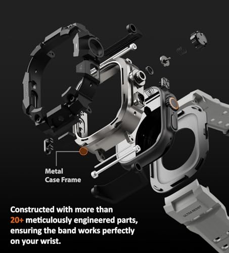 Image of ULTIMAL Rugged Case with Band for Apple Watch 49mm,Compatible with Apple Watch Ultra 3 /2 /1, Military Grade Shockproof Bumper Cover for iWatch Tactical Band Men (49mm,Grey)