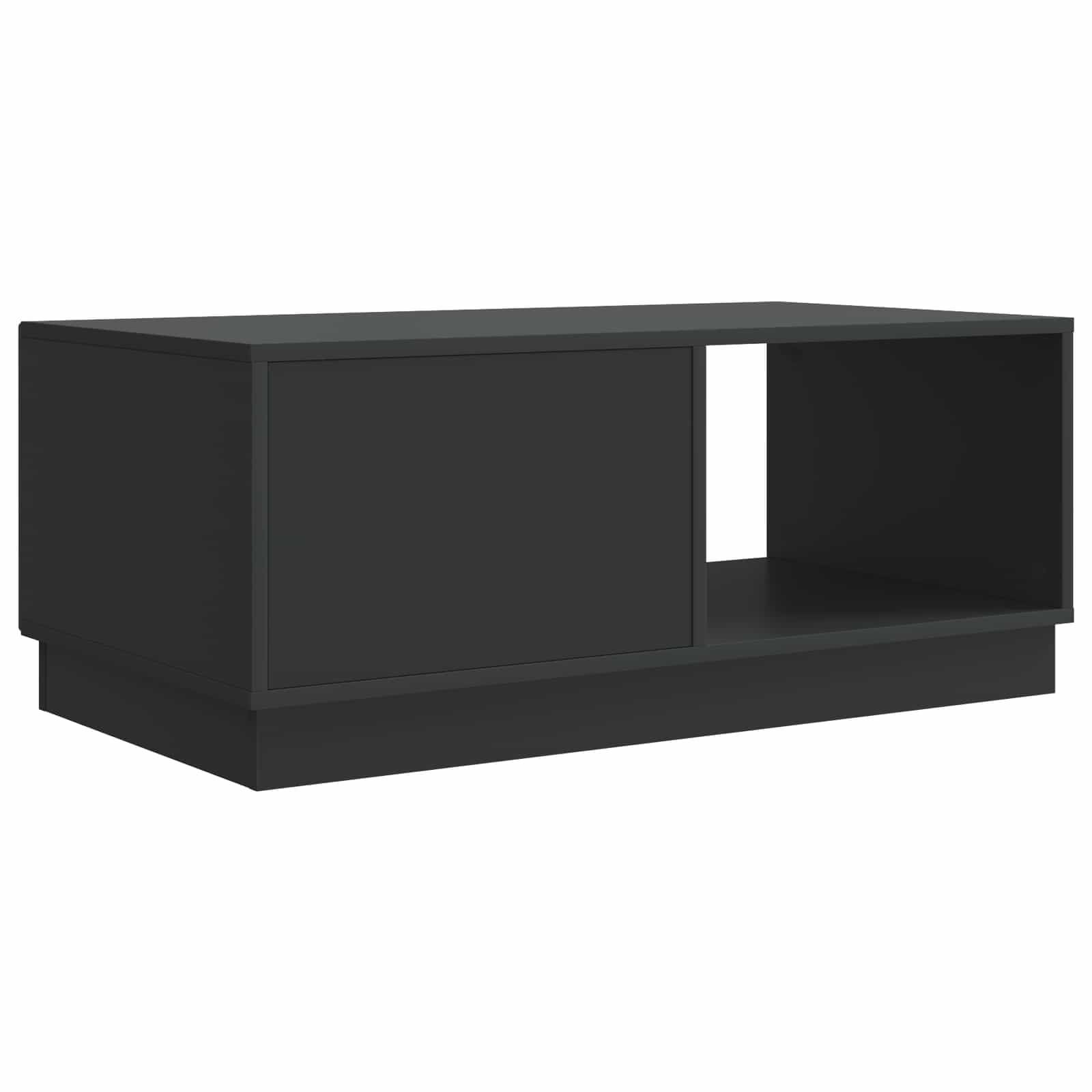 Tavolino da salotto nero, 90 x 50 x 37 cm, in legno con vano portaoggetti | Elegante tavolino da salotto con 2 ante oscillanti e ampio spazio per il vostro soggiorno o ufficio.