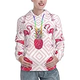 RRhgipp Kapuzenpullover mit pinkem Flamingo-Ananas-Motiv, für Erwachsene, Mädchen, lässig, Damen, Weihnachtsgeschenke, Schwarz , M