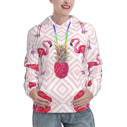 Sweat à capuche femme ananas et flamant rose contre le froid