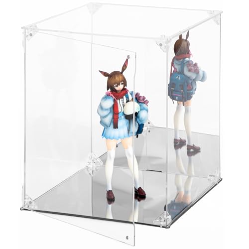 【UVカット99.3％】フィギュアケース【台座・背面ミラー】【フィギュアコレクター考案】 アクリル【マグネット付き 前扉】クリア 棚 コレクション ディスプレイ HYPE GUARD®【公式】 (台座・背面ミラー, 内寸：幅25×奥行25×高さ30cm)の商品画像（Amazon）