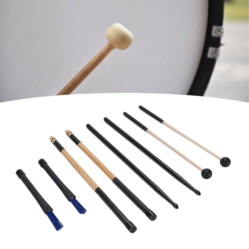 Juego de baquetas, mazos y cepillos para batería de madera de arce con acabado antideslizante y mango de goma para interpretaciones de jazz y folk miniatura 4