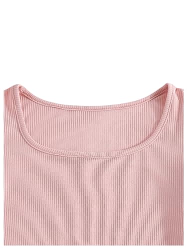 Floerns Girl's Casual Short Sleeve Scoop Neck Tee Shirt Bodysuit Jumpsuit3