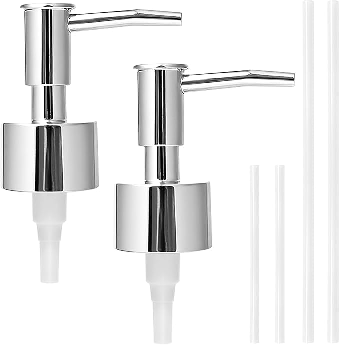 Soap Dispenser Pump Replacement 2 Pack,Reusable Pump Head Replacement for Lotion Soap Dispenser Bottle,Lotion Bottle Pump Replacement(Silver)