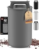 KC Kitchen & Co. Kaffeedose luftdicht f&uuml;r 1 kg Kaffeebohnen &ndash; Edelstahl Vorratsdose mit Vakuumdeckel & Aromaverschluss &ndash; Aufbewahrungsdose f&uuml;r Kaffee, Tee, Zucker, M&uuml;sli &ndash; Grau (2800 ml)