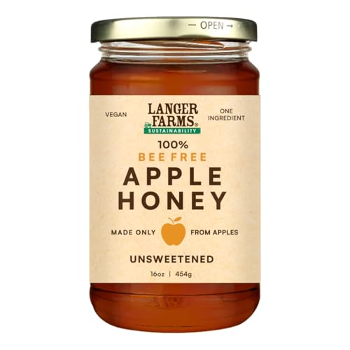 Langer Farms Pure Apple Honey, Vegan Honey Sweetener Substitute, Made from Apples, No Sugar Added,...