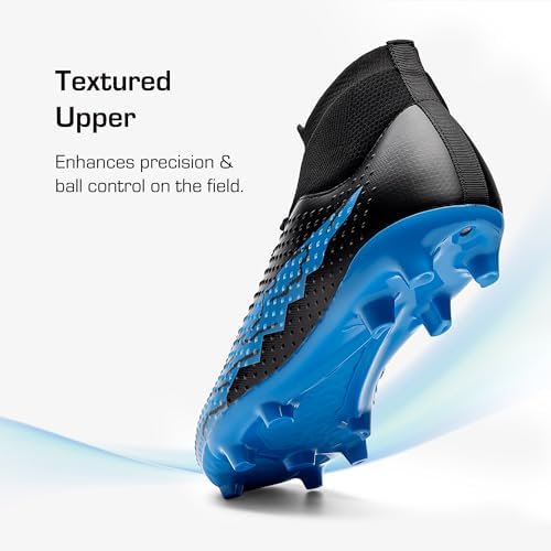 DREAM PAIRS Men's Firm Ground Soccer Cleats High-top Football Cleats FG/AG Professional Training Outdoor Lightweight Soccer Shoes,Size 9,Black/Royal Blue,DMUMSO2404 — view 3