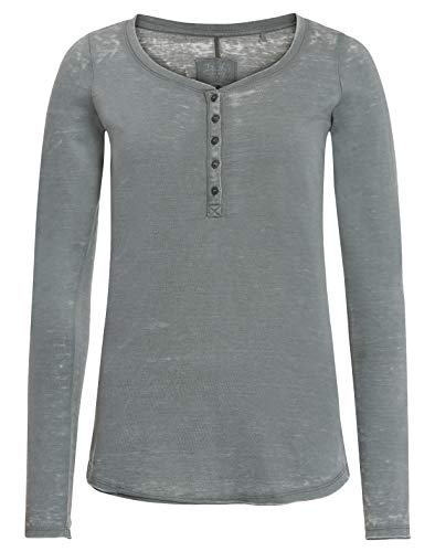 Longsleeve Germaine à col rond et boutons pour femme