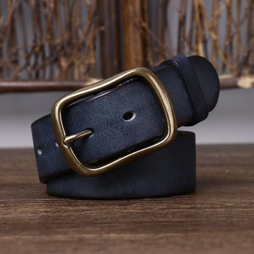 5mm Extra Thick Cowhide Leather Belt 3.8cm Wide Vintage Copper Pin Buckle Raw Edge Men's Gift2