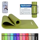 MSPORTS Gymnastikmatte Premium inkl. Tragegurt + Übungsposter + Workout App I Hautfreundliche Fitnessmatte 190 x 60 x 1,5 cm - Lindgrün - Phthalatfreie Yogamatte