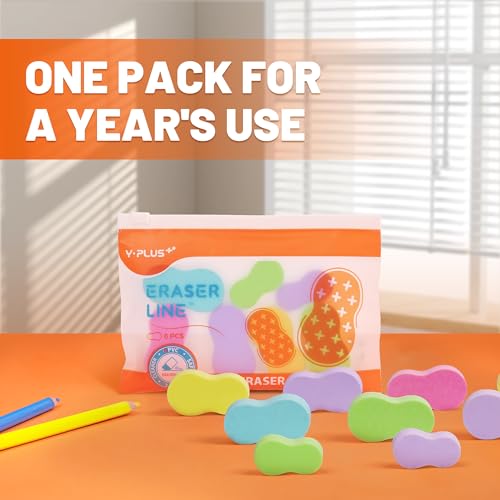 Yplus Radiergummi-Linie – Hipolymer-Bleistift-Radierer für Schule, Büro, niedlicher weißer Radiergummi für Kinder, Künstler, keine Rückstände, 6 Stück, mehrfarbig