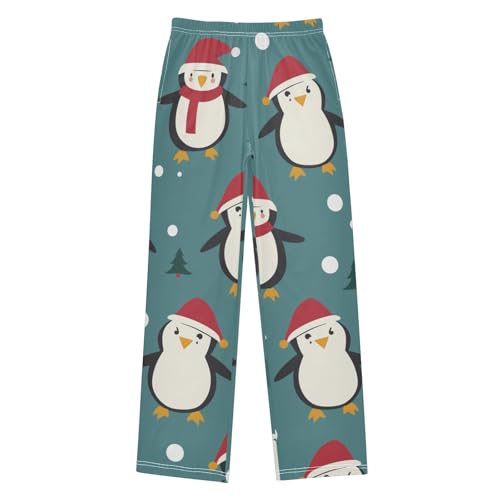 ZZXXB Penguin Pine Tree Snow Boys Long Pants Soft Trousers Elastic Waist Kids Lounge Bottoms with Pockets S-XL