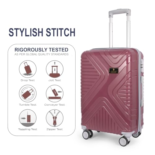Image of Medium Check-in Suitcase in Maroon, Polypropylene Hard Shell Luggage, 64 cm, 360 Degree 8-Wheel Spinner with Number Lock