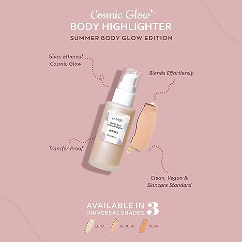 Image of LA MIOR Cosmic Glow Body Highlighter - Aurora | Liquid Highlighter for Body, Flawless Radiance, Lit-from-Within, Blurs Imperfections, Transfer & Sweat Proof, Clean - 50ml