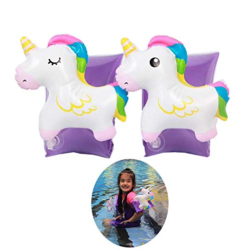 FunMove Inflatable Unicorn Arm Bands Swimming Aid Boat Children Inflatable Sleeves Swim Circle Armbands Pool Toy for Kids Toddlers Infants 2-8 Years (Purple)