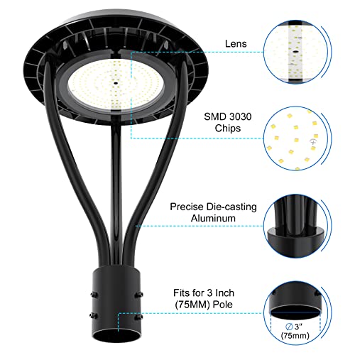 Kinsng Led Post Top Light, Led Circular Area Light 80W 11,200Lm 5000K Daylight[Equivalant To 300W] Outdoor Post Pole Light Ip65 For Street Yard Pathway Garden Dlc Etl Listed #TOP3